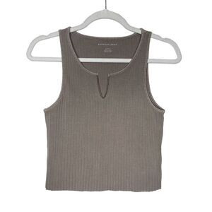 American Eagle Outfitters Sleeveless Ribbed Scoop Neck Tank Top Cropped Medium